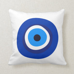 evil eye symbol greek turkish arab talisman throw pillow