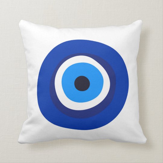 evil eye symbol greek turkish arab talisman throw pillow