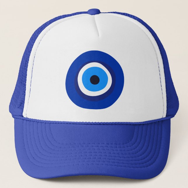 evil eye symbol greek turkish arab talisman trucker hat (Front)