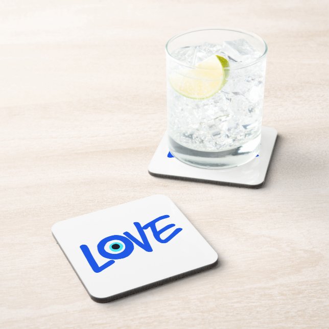 Evil Eye Symbol Love Design Beverage Coaster (Right Side)