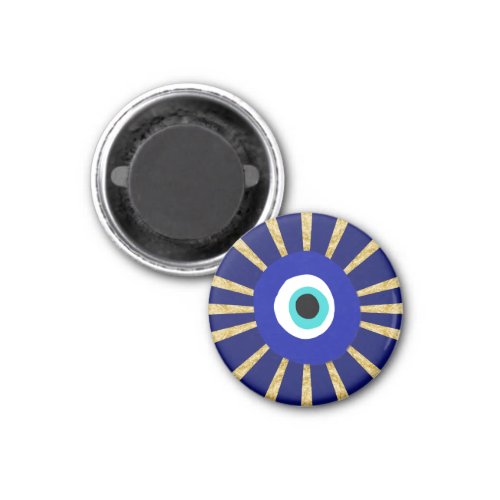 Evil Eye Symbol on Gold Sunburst Magnet