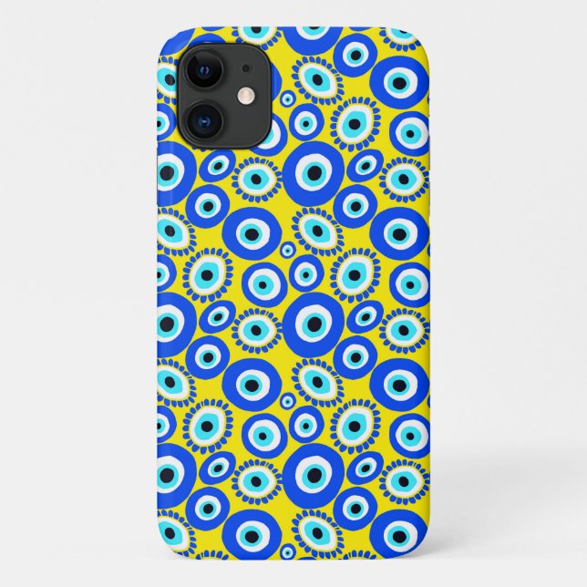 Evil Eye Symbol Pattern on Yellow Case-Mate iPhone Case (Back)