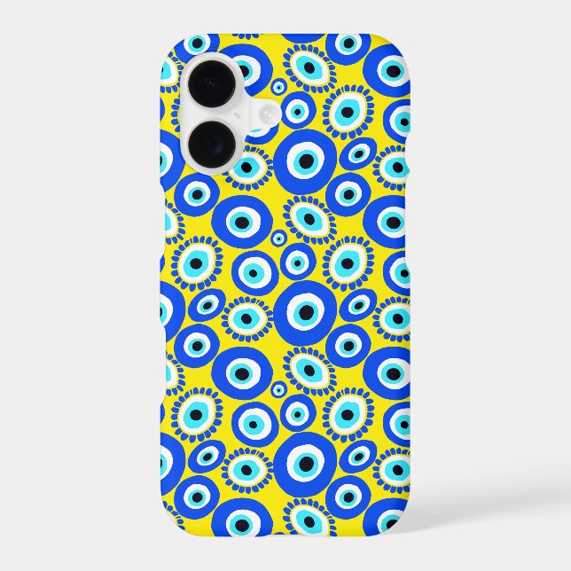 Evil Eye Symbol Pattern on Yellow Iphone Case (Back)