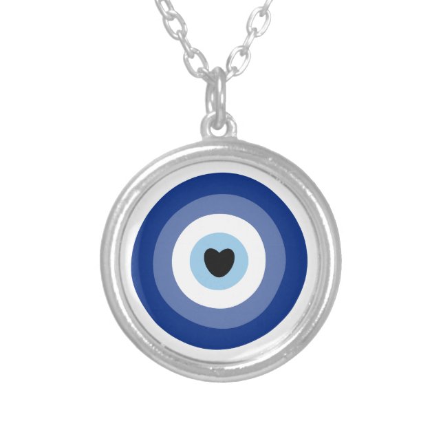 Evil Eye Symbol Protection Silver Plated Necklace (Front)