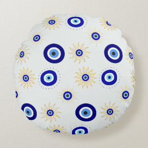 Evil Eye Symbol Round Pillow