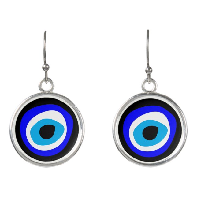 Evil Eye Talisman & Arabic Amulet Greek / Turkish  Earrings (Front)