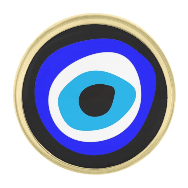 Evil Eye Talisman & Arabic Amulet /Turkish, Greek  Gold Finish Lapel Pin (Front)