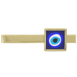 Evil Eye Talisman & Arabic Amulet /Turkish, Greek Gold Finish Tie Bar