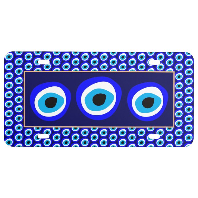 Evil Eye Talisman & Arabic Amulet /Turkish, Greek License Plate (Front)