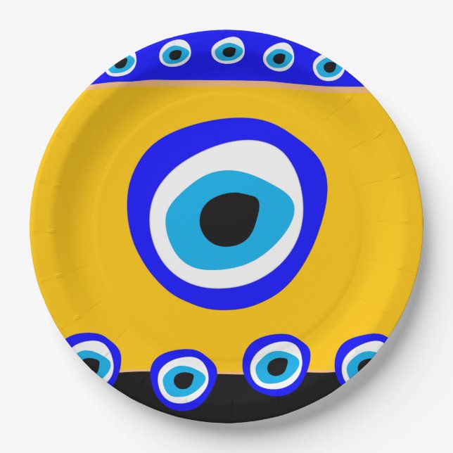 Evil Eye Talisman & Arabic Amulet /Turkish, Greek Paper Plates (Front)