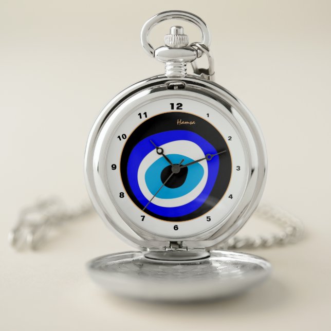 Evil Eye Talisman & Arabic Amulet /Turkish, Greek  Pocket Watch (Inside)