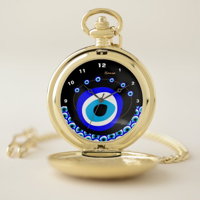 Evil Eye Talisman & Arabic Amulet /Turkish, Greek Pocket Watch (Inside)