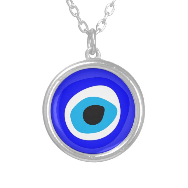 Evil Eye Talisman & Arabic Amulet /Turkish, Greek Silver Plated Necklace (Front)