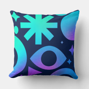 Evil Eye Throw Pillow Cosmic Teal Purple Mystical 
