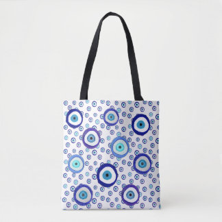 Evil eye totebag, Greek pattern, vibrant color Tote Bag