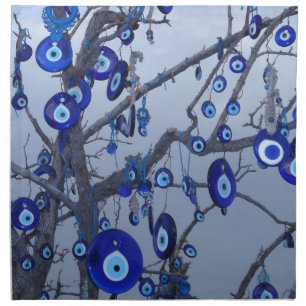 Evil Eye Tree, Blue Nazar Amulet charm accessories Cloth Napkin