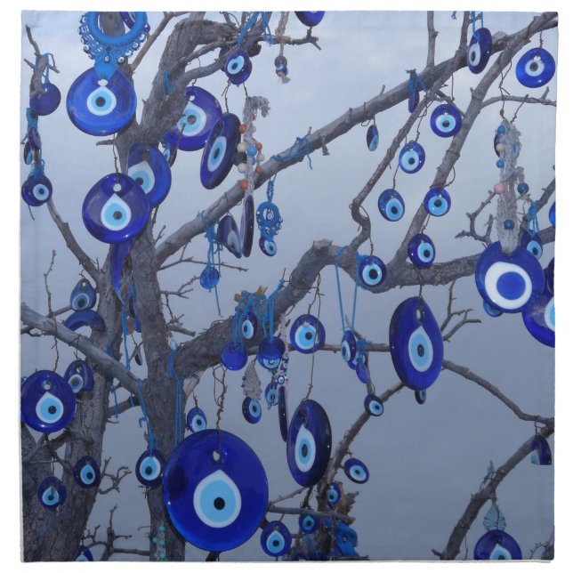 Evil Eye Tree, Blue Nazar Amulet charm accessories Cloth Napkin (Front)