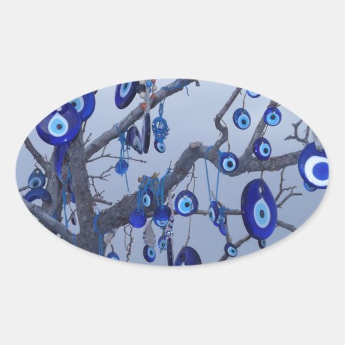 Evil Eye Tree Blue Nazar Amulet charm accessories Oval Sticker