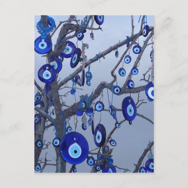 Evil Eye Tree, Blue Nazar Amulet charm accessories Postcard (Front)