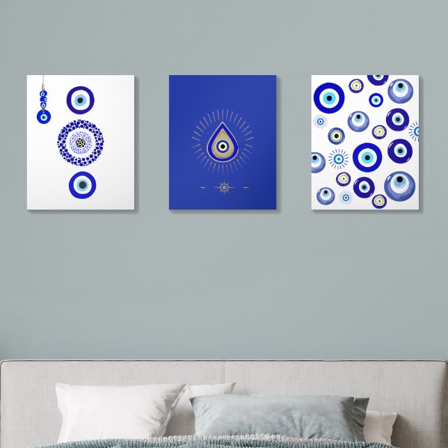 Evil Eye Triptych Wall Art Acrylic Photo Tile (Bedroom)