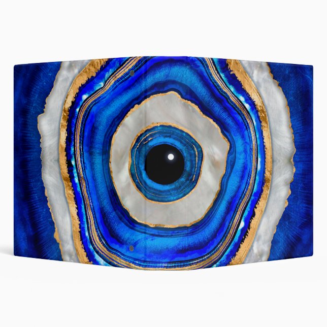 Evil Eye Watercolor agate and gold 3 Ring Binder (Background)