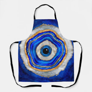 Evil Eye Watercolor agate and gold Apron