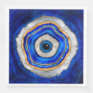 Evil Eye Watercolor agate and gold Paper Dinner Napkins