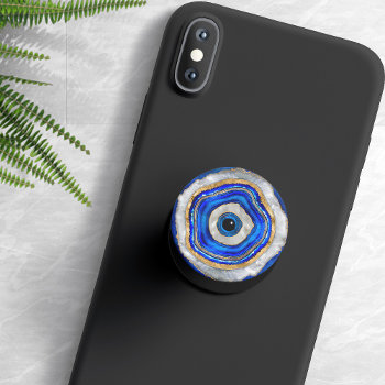 Evil Eye Watercolor Agate And Gold Popsocket by LoveMalinois at Zazzle