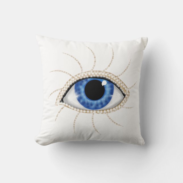 Evil eye white throw pillow (Front)