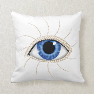 Evil eye white throw pillow