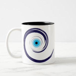 Evil EyeEvil Eye Artistic Blue Greek Two-Tone Coffee Mug