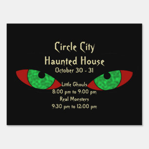Evil Eyes Creepy Halloween Announcement Yard Sign