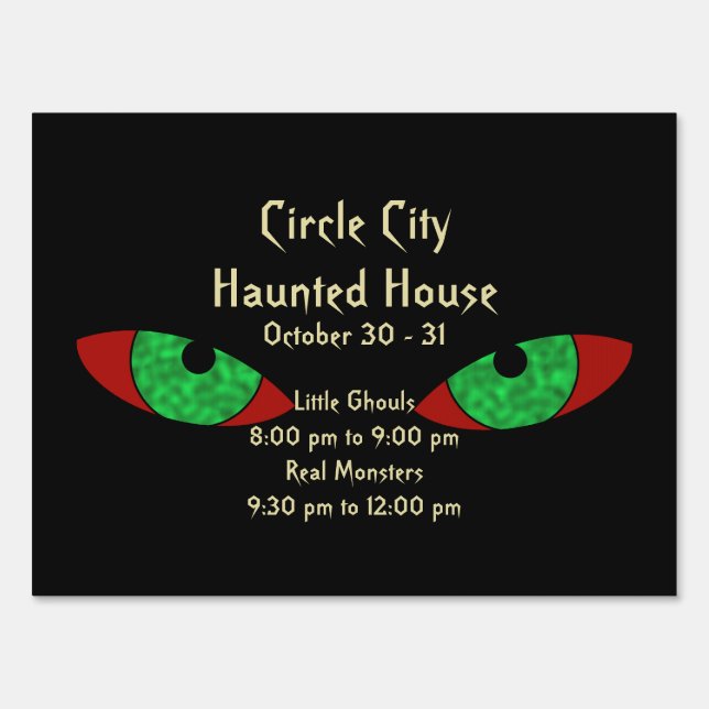 Evil Eyes Creepy Halloween Announcement Yard Sign (Front)