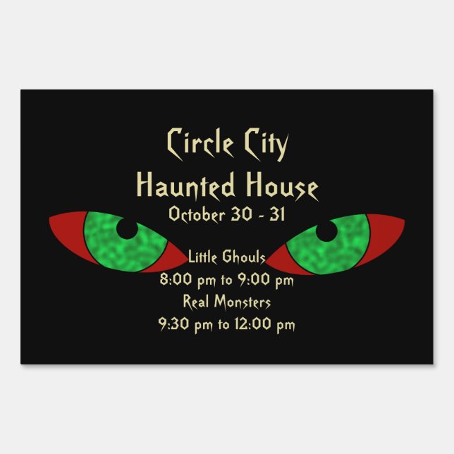 Evil Eyes Creepy Halloween Announcement Yard Sign (Front)
