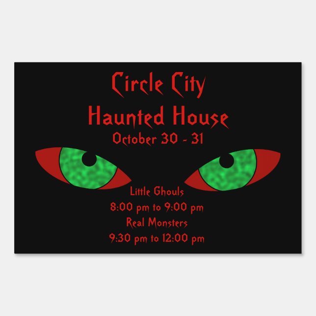 Evil Eyes Creepy Halloween Announcement Yard Sign (Front)