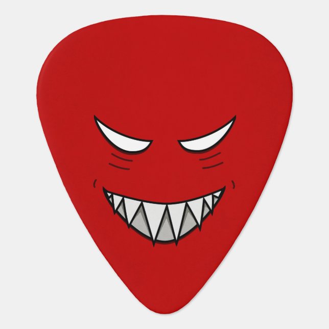 Evil Eyes Grinning Cartoon Character Guitar Pick (Front)