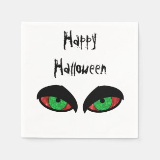 Evil Eyes Happy Halloween Party Napkin