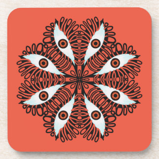 Evil eyes weird red trippy beverage coaster