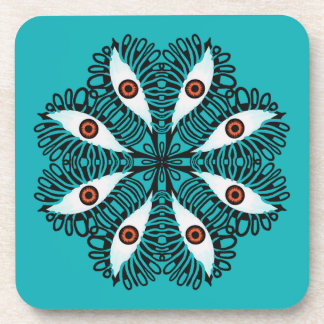 Evil eyes weird trippy throw beverage coaster