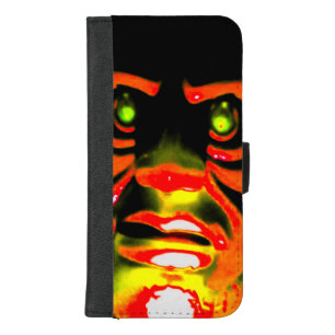 Evil Face Halloween Red Face Scary Green Eyes iPhone 8/7 Plus Wallet Case