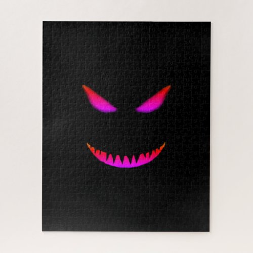 Evil Face Hard Difficult Challenging Pink Black Jigsaw Puzzle