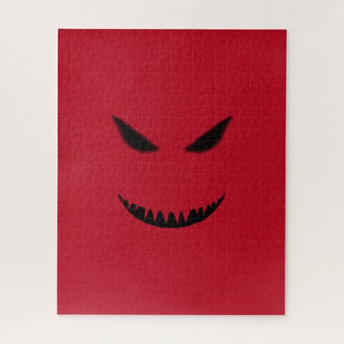 Evil Face Hard Difficult Challenging Red Black Jigsaw Puzzle