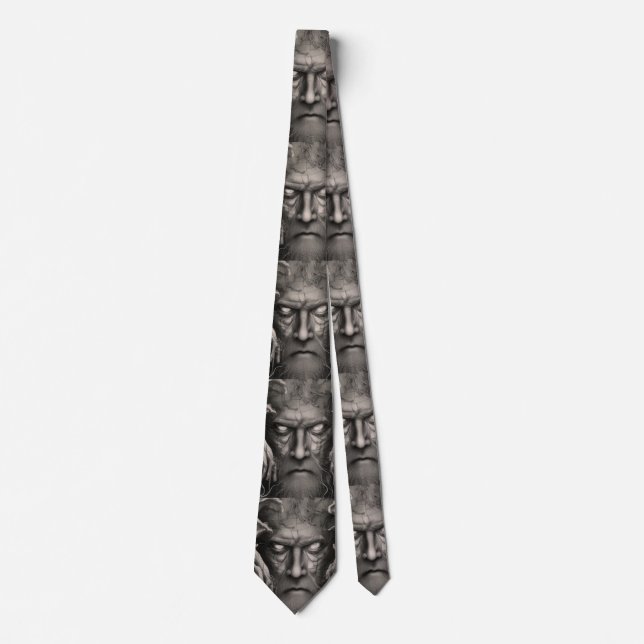 Evil face of ancient demon neck tie (Front)