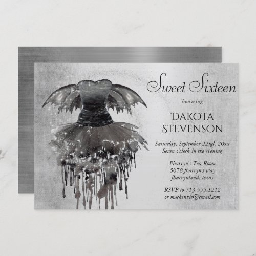 Evil Fairy Gown  Black Vampy Glam Goth Sheen Invitation