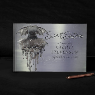 Evil Fairy Gown Gothic Black Vampy Rock Sheen Guest Book