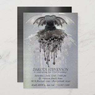 Evil Fairy Gown Gothic Black Vampy Rock Sheen Invitation