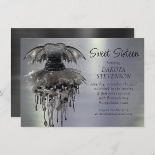 Evil Fairy Gown Gothic Black Vampy Rock Sheen Invitation