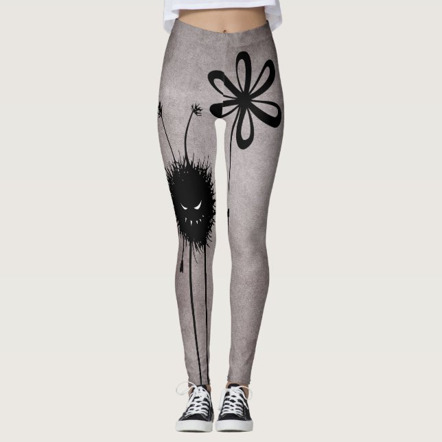 Evil Flower Bug - Vintage Cute Gothic Creature Leggings (Front)