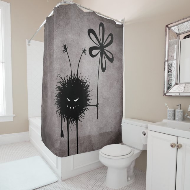 Evil Flower Bug - Vintage Cute Gothic Creature Shower Curtain (In Situ)