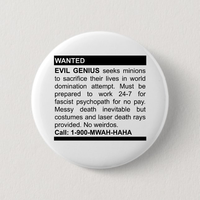Evil Genius Ad Button (Front)